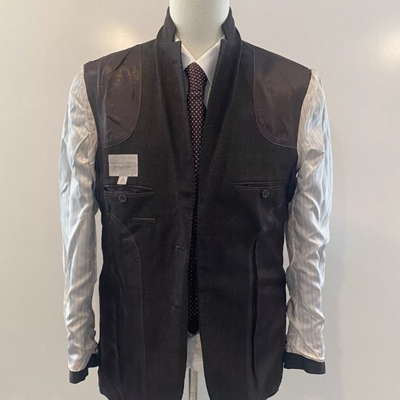 Banana Republic Men's Brown Windowpane Plaid Wool Sport Coat Size 38R (BS) - Picture 6 of 10